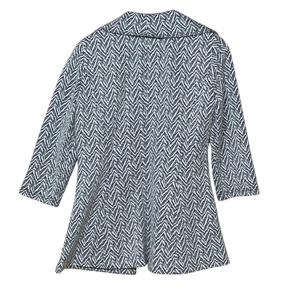 Calvin Klein Black White Waterfall Ruffled Open-Front Lined Cardigan Jacket 4 - Picture 2 of 5